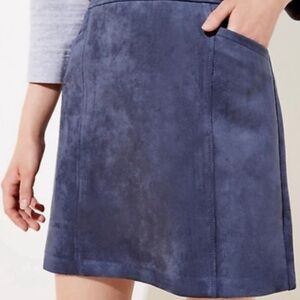 LOFT Blue/Grey faux suede Mini Skirt 16X NWT